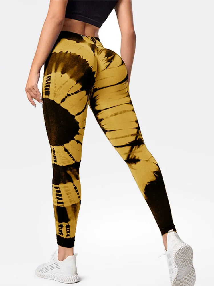 Fashion Printed Women Gym Yoga Leggings High Waist Seamless Yoga Fitness Sports Leggings