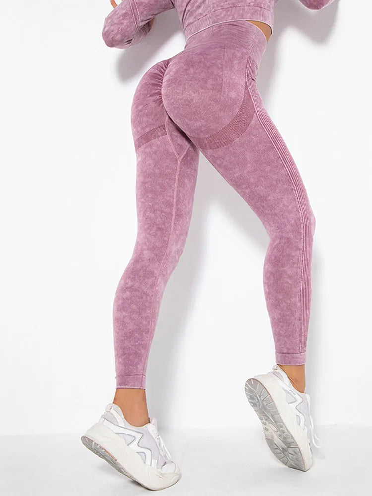 Women Fashion Printed Tights Stretchy Peach Butt Yoga Pants Seamless High Waist Push Up Sport Leggings Workout Wear Gym Clothes