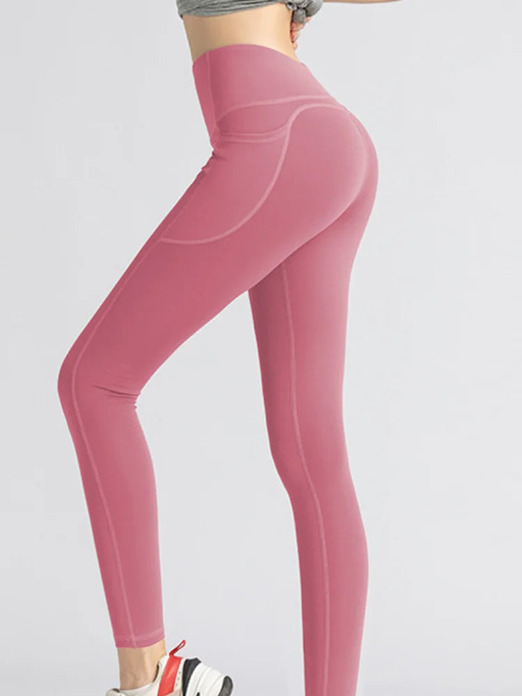 Women Seamless Hip Lifting Tight Side Pocket Yoga Pants High Waist Fitness Leggings Push Up Yoga Leggings Gym Clothing Sports