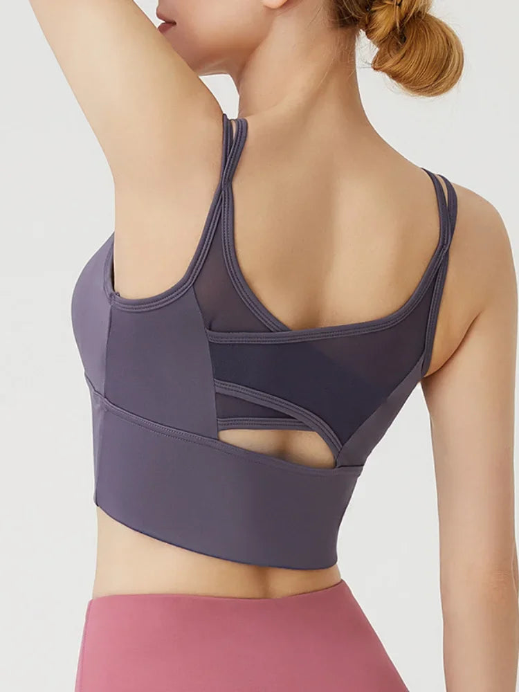 Solid Fashion Cross Back Women Sport Bras Summer Fitness Breathable Tank Top Lady Yoga Tops Bra Crop Top Gym Wear